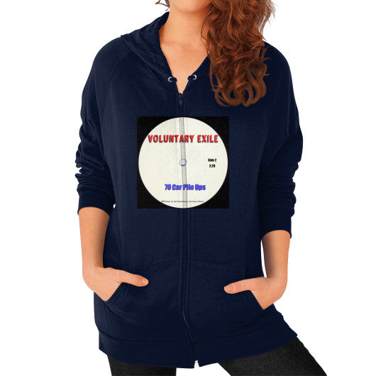 Zip Hoodie (on woman) Navy - Voluntary Exile