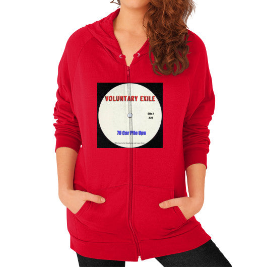Zip Hoodie (on woman) Red - Voluntary Exile