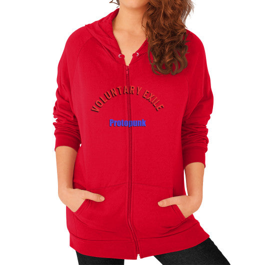 Zip Hoodie (on woman) Red - Voluntary Exile