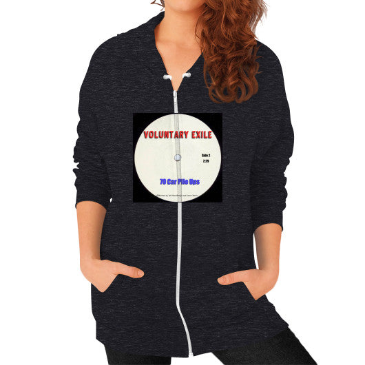Zip Hoodie (on woman) Tri-Blend Black - Voluntary Exile