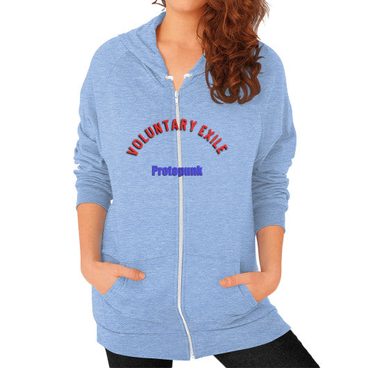 Zip Hoodie (on woman) Tri-Blend Blue - Voluntary Exile