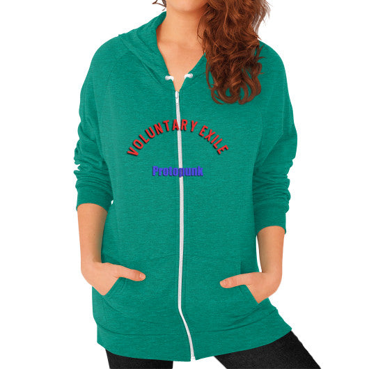 Zip Hoodie (on woman) Tri-Blend Vintage Green - Voluntary Exile