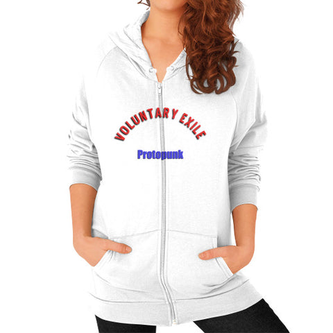 Zip Hoodie (on woman) White - Voluntary Exile